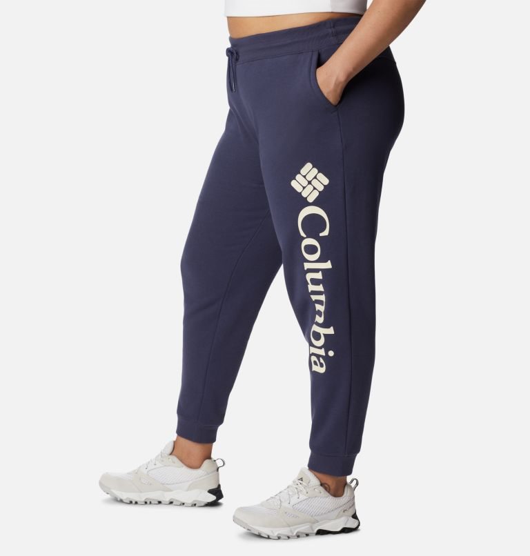 Pantaloni Jogger Columbia Logo Fleece Dama Bleumarin | Plus Size GYM8S7AQ9